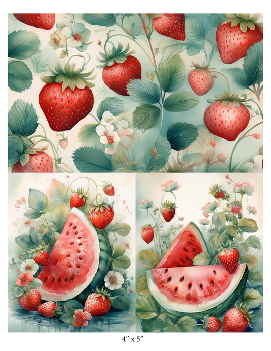 1 Strawberries and Watermelon Junk Journal Print Kit